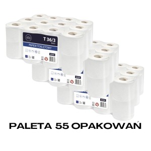 Paleta 55 opakowań  - Papier toaletowy z celulozy LAMIX T ELLIS PROFESSIONAL 36/3 - biały 6330