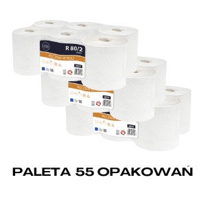 Paleta 55 opakowań - Ręcznik w roli LAMIX R Ellis Proffesional 80/2 ręcz. w roli biały 3025
