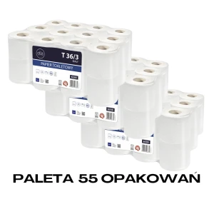 Paleta 55 opakowań  - Papier toaletowy z celulozy LAMIX T ELLIS PROFESSIONAL 36/3 - biały 6330