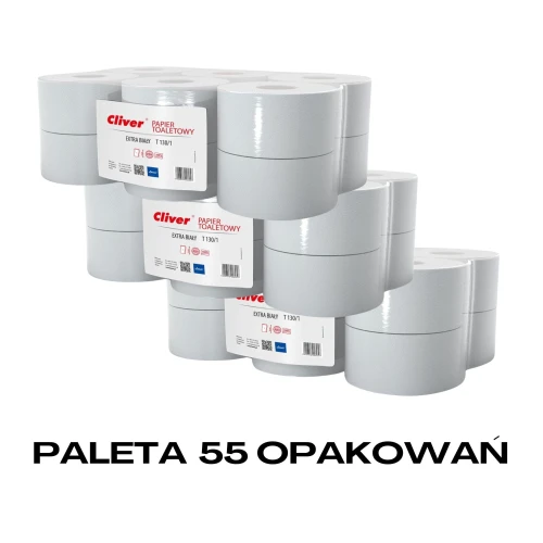 Paleta 55 opakowań  Papier toaletowy Lamix T Cliver 1301 Biały 6057.jpg